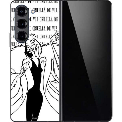 Disney Villains Cruella de Vil Black and White Galaxy Z Fold5 5G Skin