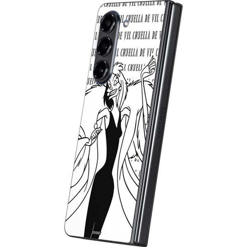 Disney Villains Cruella de Vil Black and White Galaxy Z Fold5 5G Skin