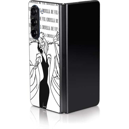 Disney Villains Cruella de Vil Black and White Galaxy Z Fold5 5G Skin