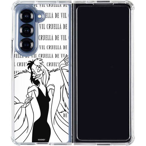 Disney Villains Cruella de Vil Black and White Galaxy Z Fold6 Clear Case