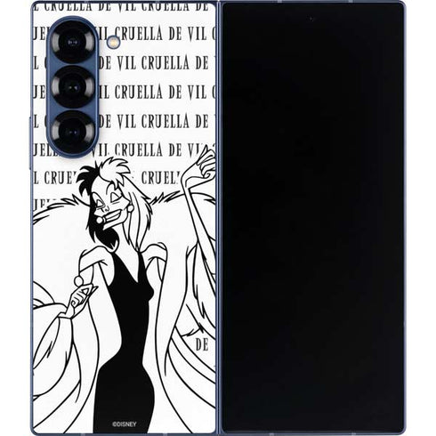 Disney Villains Cruella de Vil Black and White Galaxy Z Fold6 Skin