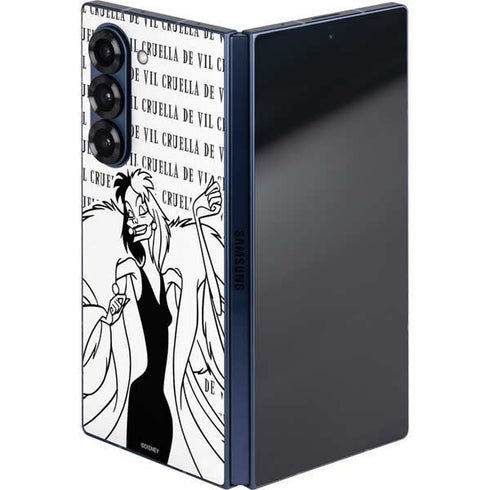 Disney Villains Cruella de Vil Black and White Galaxy Z Fold6 Skin