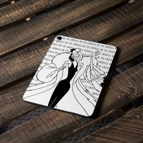 Disney Villains Cruella de Vil Black and White Apple iPad Pro Skin
