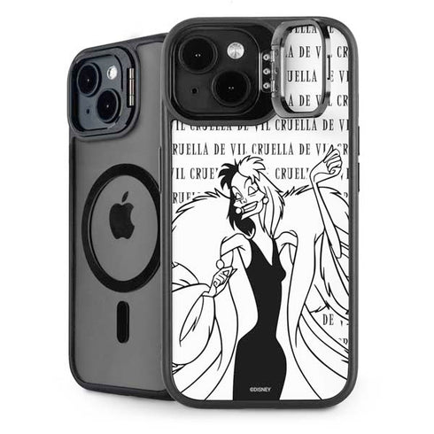 Disney Villains Cruella de Vil Black and White iPhone 15 Kickstand Case