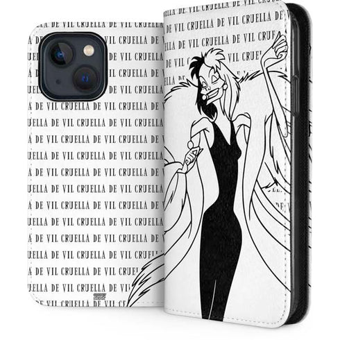 Disney Villains Cruella de Vil Black and White iPhone 15 Plus Folio Case