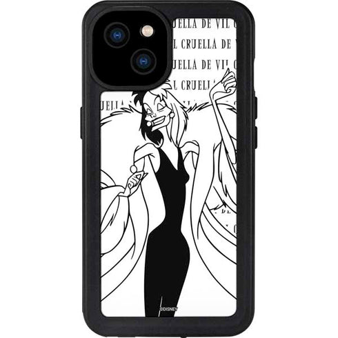 Disney Villains Cruella de Vil Black and White iPhone 15 Plus Waterproof Case