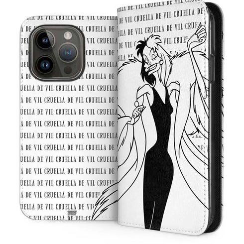 Disney Villains Cruella de Vil Black and White iPhone 15 Pro Folio Case
