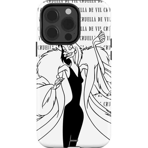Disney Villains Cruella de Vil Black and White iPhone 15 Pro Impact Case