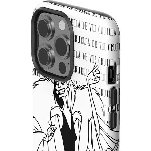 Disney Villains Cruella de Vil Black and White iPhone 15 Pro Impact Case