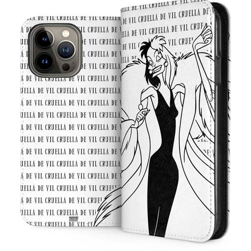 Disney Villains Cruella de Vil Black and White iPhone 15 Pro Max Folio Case