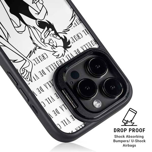 Disney Villains Cruella de Vil Black and White iPhone 15 Pro Max Kickstand Case