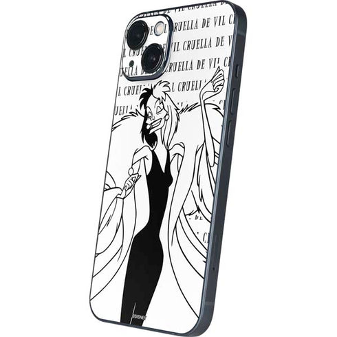 Disney Villains Cruella de Vil Black and White iPhone 15 Skin