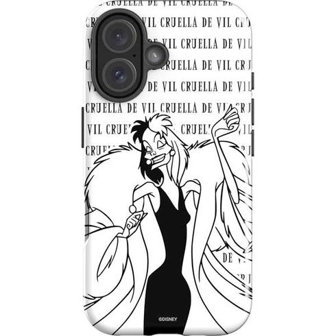 Disney Villains Cruella de Vil Black and White iPhone 16 Impact Case