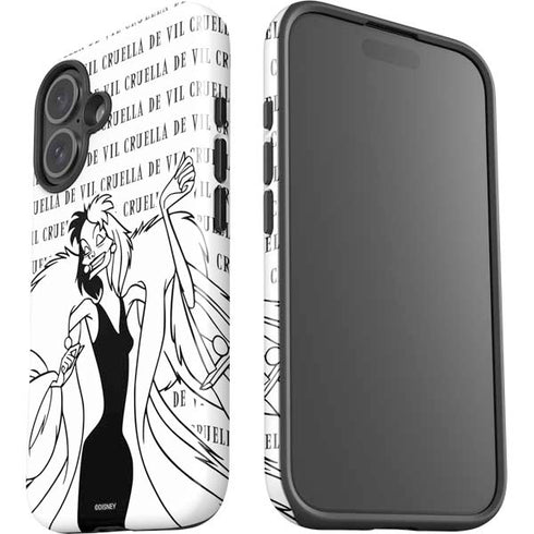 Disney Villains Cruella de Vil Black and White iPhone 16 Impact Case