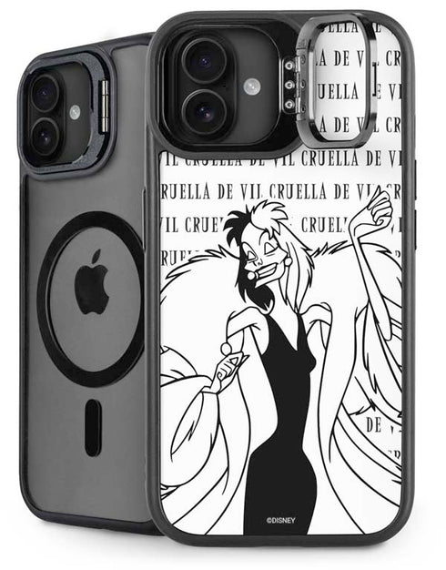 Disney Villains Cruella de Vil Black and White iPhone 16 Kickstand Case
