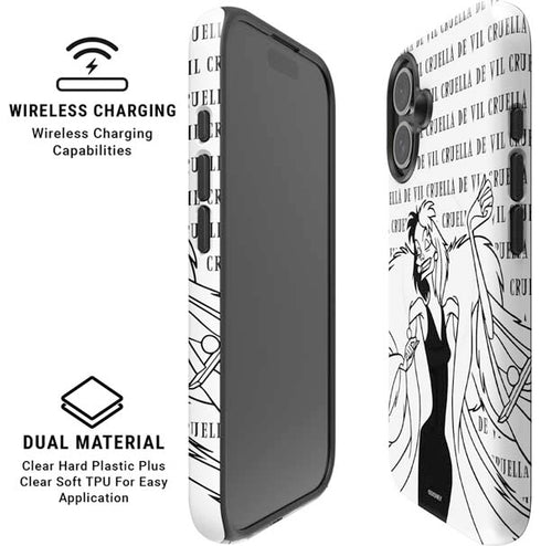 Disney Villains Cruella de Vil Black and White iPhone 16 Magsafe Impact Case
