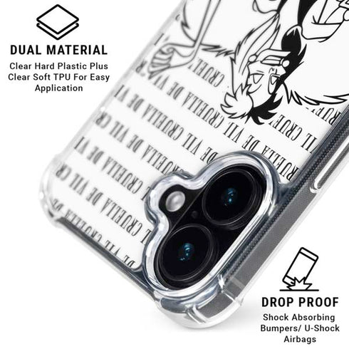 Disney Villains Cruella de Vil Black and White iPhone 16 Plus Clear Case