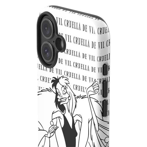 Disney Villains Cruella de Vil Black and White iPhone 16 Plus Impact Case