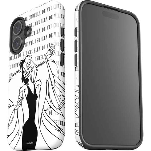 Disney Villains Cruella de Vil Black and White iPhone 16 Plus Impact Case
