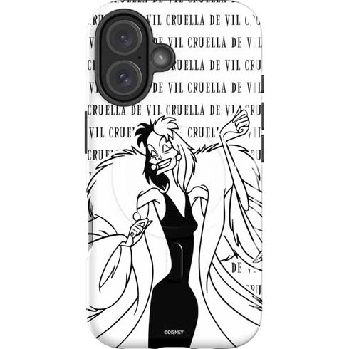 Disney Villains Cruella de Vil Black and White iPhone 16 Plus Magsafe Impact Case