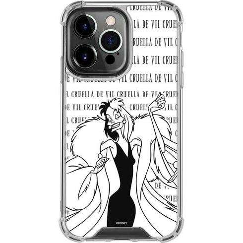 Disney Villains Cruella de Vil Black and White iPhone 16 Pro Clear Case