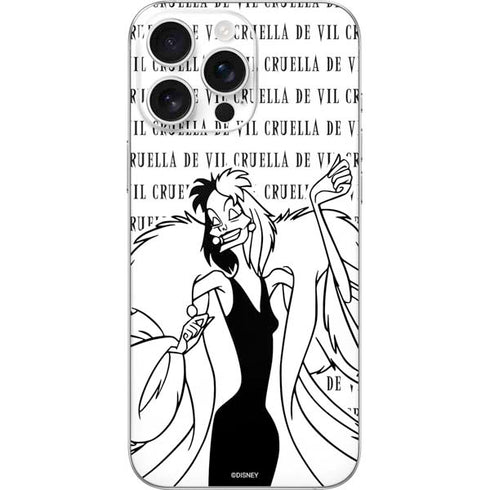 Disney Villains Cruella de Vil Black and White iPhone 16 Pro Max Skin