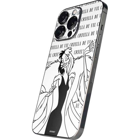 Disney Villains Cruella de Vil Black and White iPhone 16 Pro Max Skin