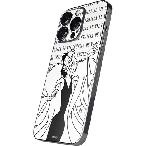 Disney Villains Cruella de Vil Black and White iPhone 16 Pro Skin