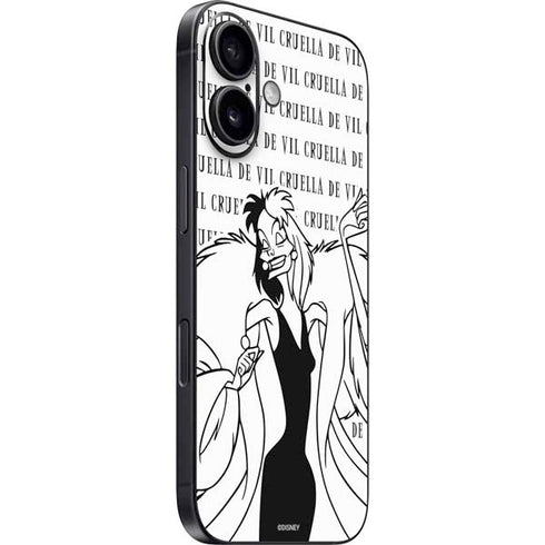 Disney Villains Cruella de Vil Black and White iPhone 16 Skin