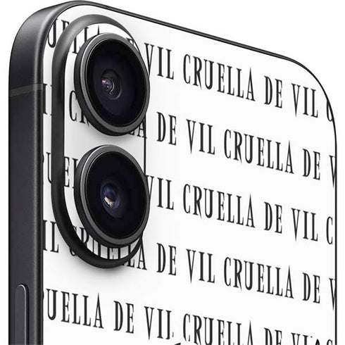 Disney Villains Cruella de Vil Black and White iPhone 16 Skin