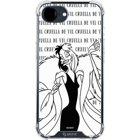 Disney Villains Cruella de Vil Black and White iPhone 16e Clear Case