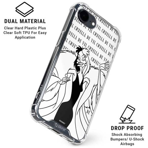 Disney Villains Cruella de Vil Black and White iPhone 16e Clear Case