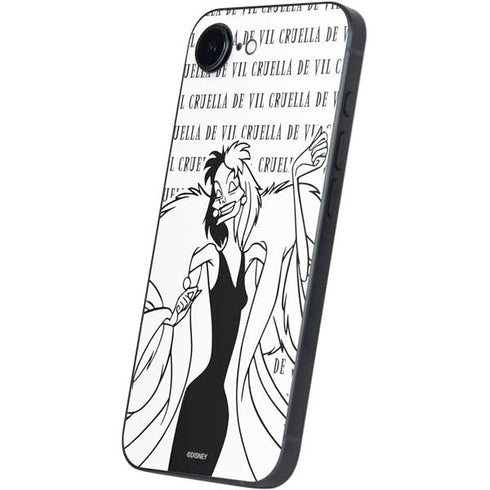 Disney Villains Cruella de Vil Black and White iPhone 16e Skin