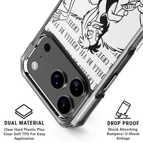 Disney Villains Cruella de Vil Black and White iPhone 18 Pro Clear Case