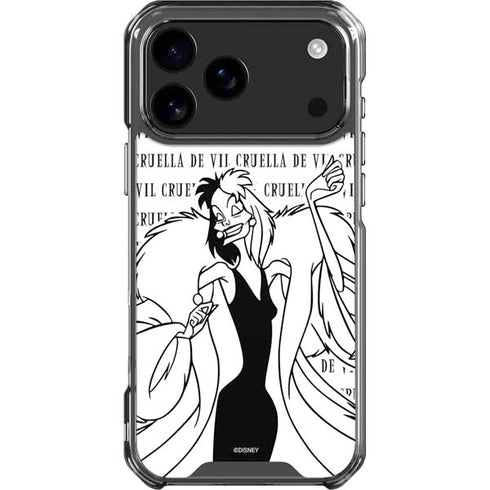 Disney Villains Cruella de Vil Black and White iPhone 18 Pro Max Clear Case