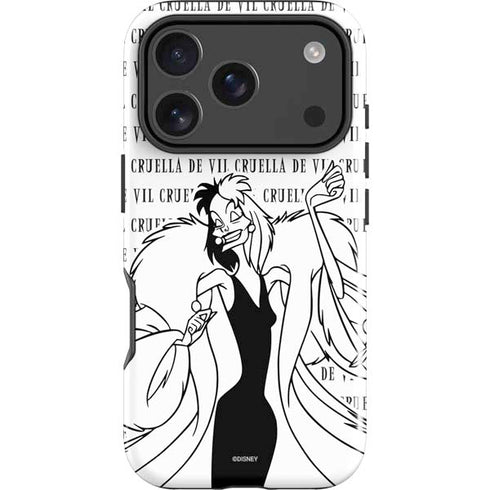 Disney Villains Cruella de Vil Black and White iPhone 18 Pro Max Impact Case