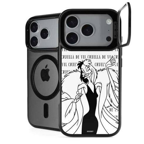 Disney Villains Cruella de Vil Black and White iPhone 18 Pro Max Kickstand Case