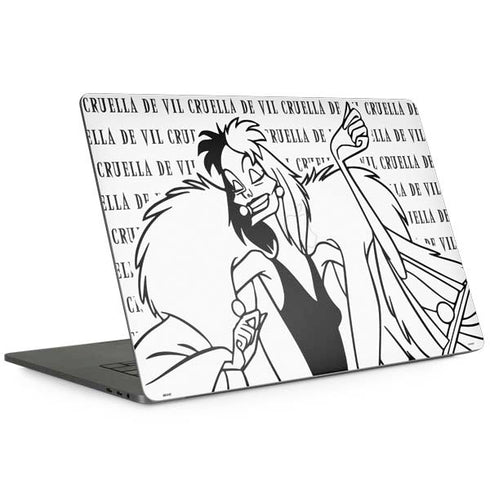 Disney Villains Cruella de Vil Black and White MacBook Skins
