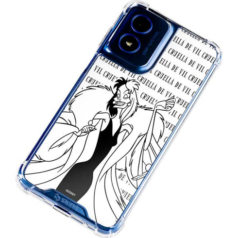 Disney Villains Cruella de Vil Black and White Moto G Play 4G (2024) Clear Case