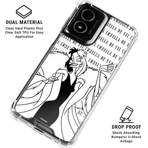 Disney Villains Cruella de Vil Black and White Moto G Power 5G (2024) Clear Case