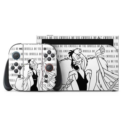 Disney Villains Cruella de Vil Black and White Nintendo Switch 2 (2025) with Joy-Con Skin