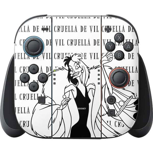 Disney Villains Cruella de Vil Black and White Nintendo Switch 2 (2025) Joy-Con Controller Skin