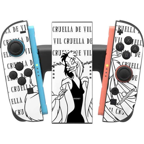 Disney Villains Cruella de Vil Black and White Nintendo Switch 2 (2025) Joy-Con Controller Skin