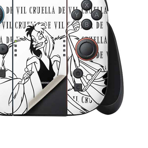 Disney Villains Cruella de Vil Black and White Nintendo Switch 2 (2025) Joy-Con Controller Skin