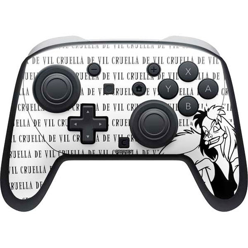 Disney Villains Cruella de Vil Black and White Nintendo Switch 2 (2025) Pro Controller Skin