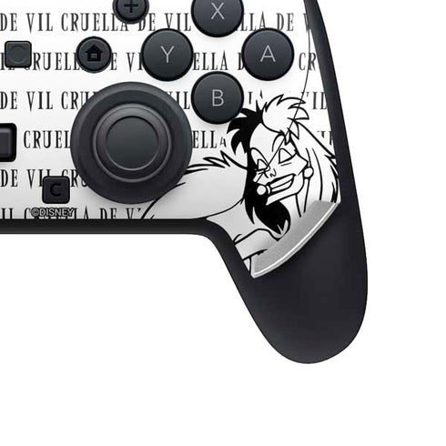 Disney Villains Cruella de Vil Black and White Nintendo Switch 2 (2025) Pro Controller Skin