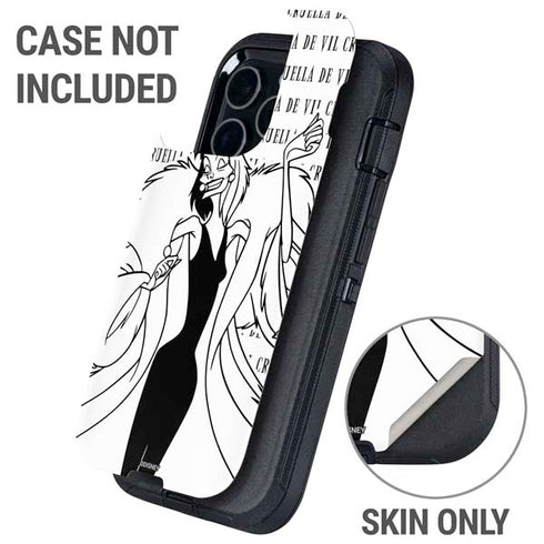 Disney Villains Cruella de Vil Black and White Otterbox Defender iPhone Skin