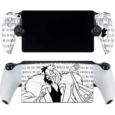 Disney Villains Cruella de Vil Black and White PlayStation Portal Remote Player Skin