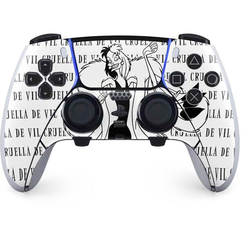 Disney Villains Cruella de Vil Black and White PS5 DualSense Edge Pro Controller Skin