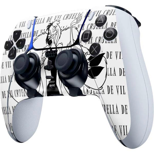 Disney Villains Cruella de Vil Black and White PS5 DualSense Edge Pro Controller Skin